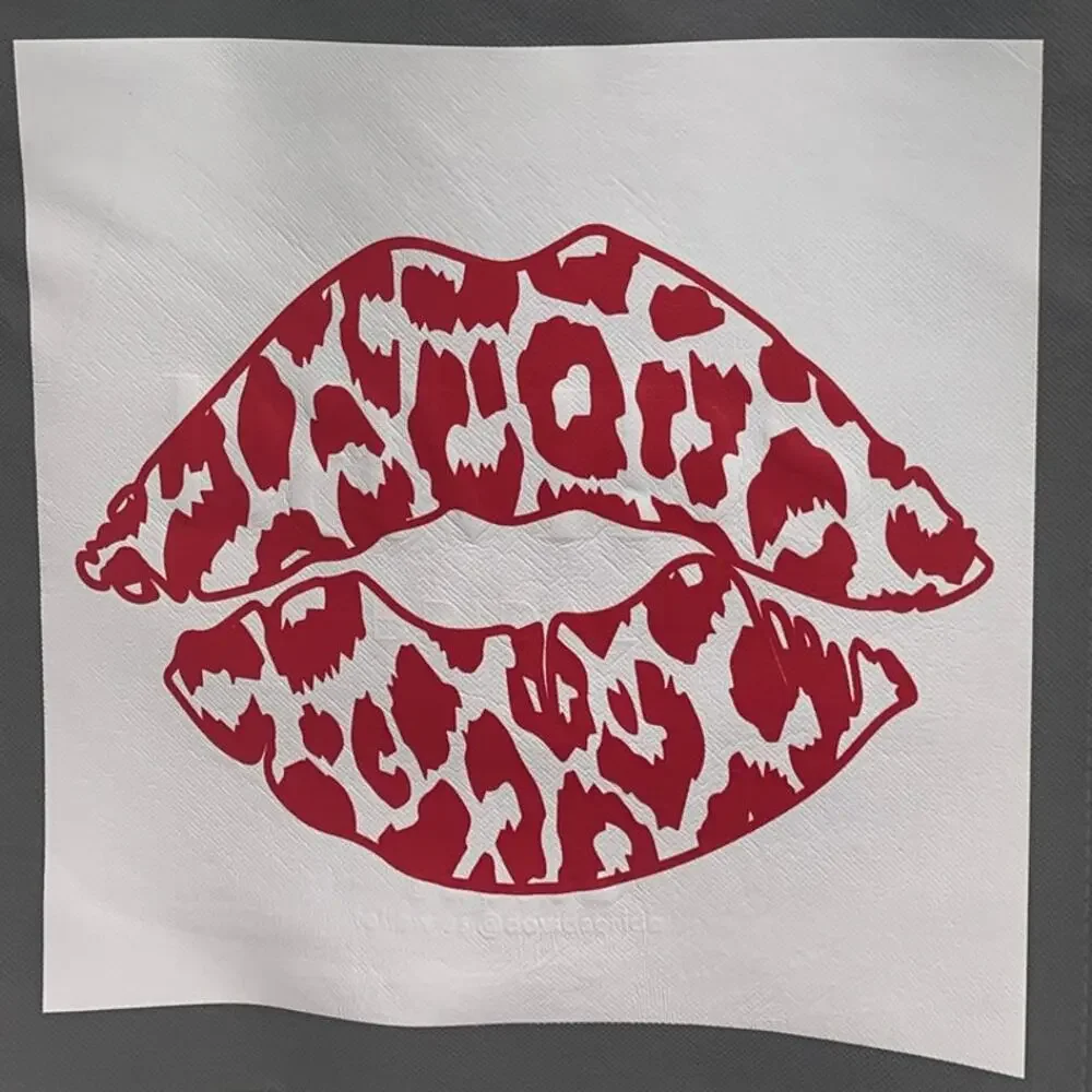 New Upcycled Hand Printed Valentine Love Leopard Kiss Lips Shopper Tote Bag - Picture 2 of 4